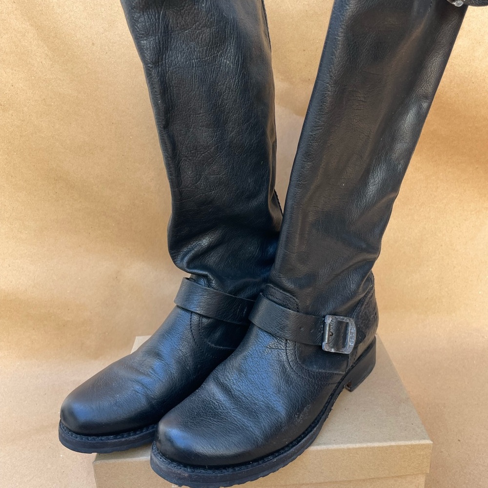 Frye Black Leather Knee-High Boots